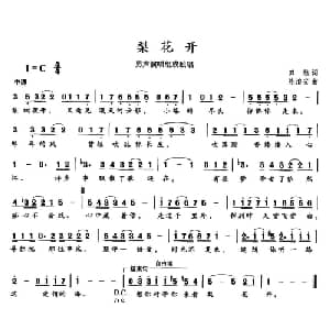 梨花开_通俗唱法乐谱_词曲:田然 陈泊安