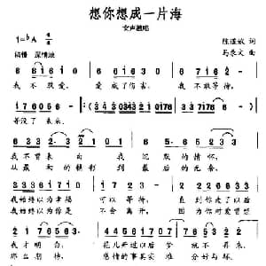 想你想成一片海_通俗唱法乐谱_词曲:陈道斌 马录文
