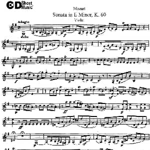 小提琴谱 | Violin Sonata in E Minor K.60