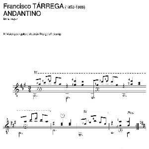 ANDANTINO En la mayor 吉他谱 弗朗西斯科 泰雷加 Francisco Tarrega 1852 1909