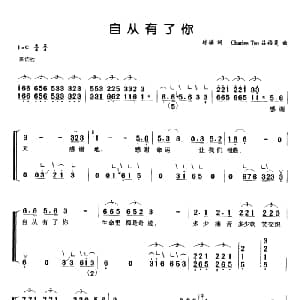 古筝谱 | 自从有了你 弹唱谱 琼瑶
