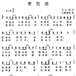 老男孩_通俗唱法乐谱_词曲:王太利 大桥卓弥