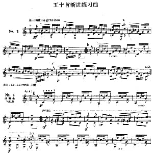西班牙吉他独奏曲 五十首渐进练习曲 吉他谱