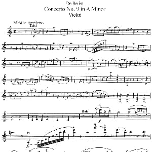 小提琴谱 | Beriot Concerto No.9 in A Minor Op.104 贝里奥 A小调第九小提琴协奏曲 Op.104 贝里奥
