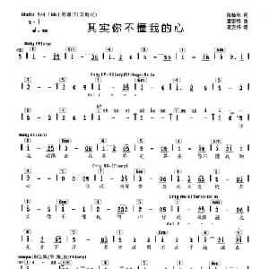 其实你不懂我的心_通俗唱法乐谱_词曲:陈桂珠 童安格