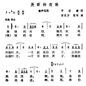 美丽的夜晚_儿歌乐谱_词曲:于家臻 李名方 宋军