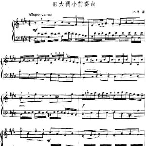 手风琴谱 | 手风琴复调作品 E大调小前奏曲 J.S.巴赫
