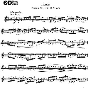 小提琴谱 | 6 Violin Sonatas and Partitas 4.Partita No.2 in D Minor J S Bach 巴赫