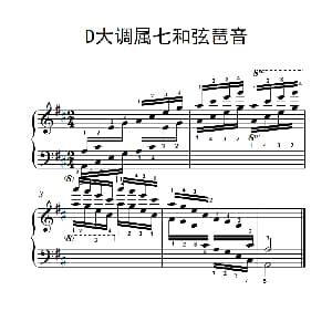 第六级 5.D大调属七和弦琶音 钢琴谱