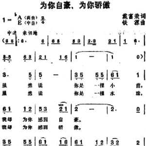 为你自豪 为你骄傲_民歌简谱_词曲:戴富荣 铁源