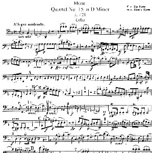 小提琴谱 | Mozart Quartet No.15 in D Minor,K.421 Cello分谱