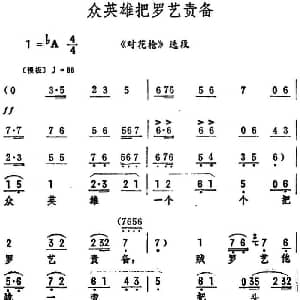 评剧谱 | 众英雄把罗艺责备 对花枪 选段 筱俊亭