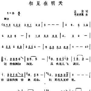 邓丽君演唱金曲 相见在明天_通俗唱法乐谱_词曲:庄奴 日 竜崎孝路