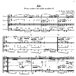 小提琴谱 | Air From orchestral suite number 3 BWV1068 弦乐四重奏 BACH 巴赫