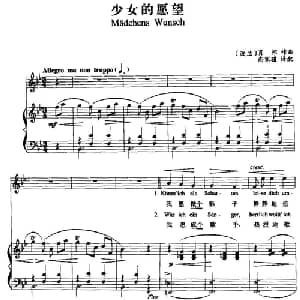 少女的愿望 波兰 _外国歌谱_词曲: 波兰 肖邦曲 尚家骧译配