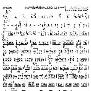 沙家浜 共产党就像天上的太阳一样_歌曲简谱_词曲:暂无 恒流星制谱