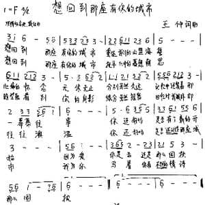 想回到有你的那座城市_歌谱投稿_词曲:王仲 王仲