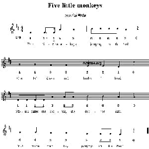 Five little monkeys_外国歌谱