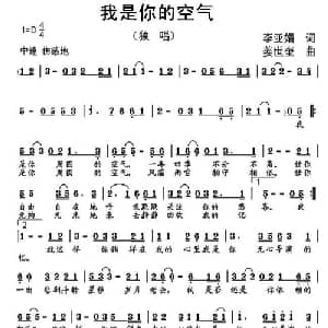 我是你的空气_通俗唱法乐谱_词曲:李亚娟 姜世奎