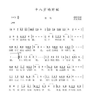 十八岁的时候_通俗唱法乐谱_词曲:孙国良 黄永杰