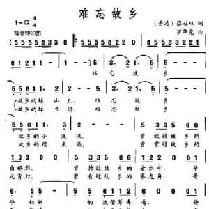 难忘的故乡_民歌简谱_词曲: 香港 蔡丽双 罗华党