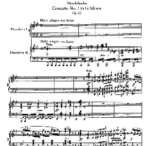Piano Concerto No.1 in g Minor Op.25 钢琴谱 门德尔松