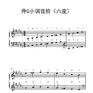 升G小调音阶 钢琴谱