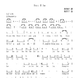 Here I Am_通俗唱法乐谱_词曲:朱梓宁 朱梓宁