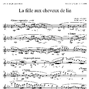 萨克斯谱 | 亚麻色头发的少女 四重奏高音萨克斯分谱 德彪西