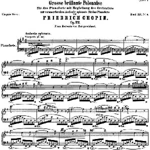 肖邦 华丽的大波兰舞曲 Op.22 降E大调 钢琴谱 肖邦