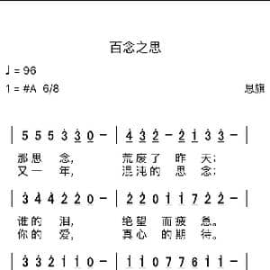 百念之思_歌谱投稿_词曲:思旗 思旗
