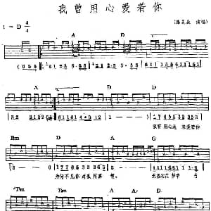 民族吉他弹唱 我曾用心爱着你 吉他谱 潘美辰