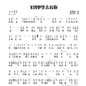 飞到梦里去看你_通俗唱法乐谱_词曲:田宇 杨晓旭