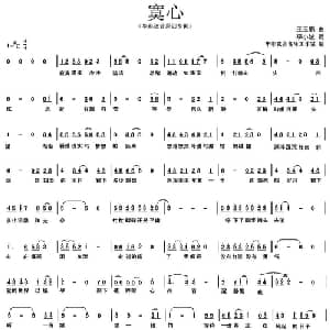 寞心_通俗唱法乐谱_词曲:王玉鹏 王玉鹏
