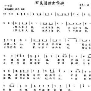 军民团结向前进_民歌简谱_词曲:陈克正 高峻 晓河