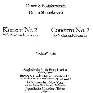 小提琴谱 | Concerto Op.129 No.2 第二小提琴协奏曲 肖斯塔科维奇 Schostakowitsch