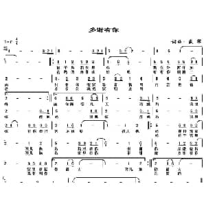 多谢有你_通俗唱法乐谱_词曲:落槿 盛铎