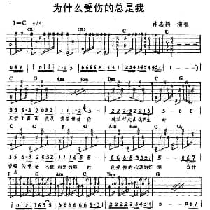 为什么受伤的总是我 吉他谱 林志颖 陈大力 陈大力 陈秀男