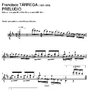 PRELUDIO 吉他谱 弗朗西斯科 泰雷加 Francisco Tarrega 1852 1909