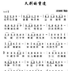 久别的重逢_民歌简谱_词曲:龚向树 龚向树