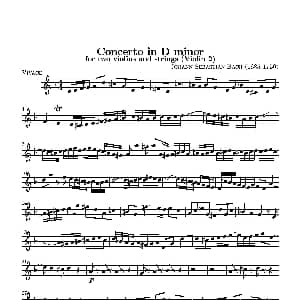 小提琴谱 | D小调无伴奏协奏曲 第二小提琴分谱 J.S BACH
