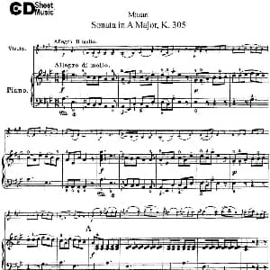 小提琴谱 | Violin Sonata in A Major K.305 小提琴 钢琴伴奏