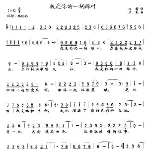 我是你的一柄绿叶_通俗唱法乐谱_词曲:昳斋 孟寒