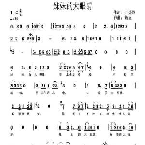 妹妹的大眼睛_通俗唱法乐谱_词曲:王剑钟 语豆