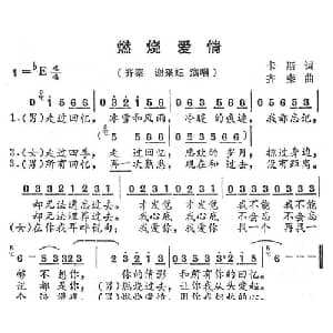 燃烧爱情_通俗唱法乐谱_词曲:卡斯 齐秦
