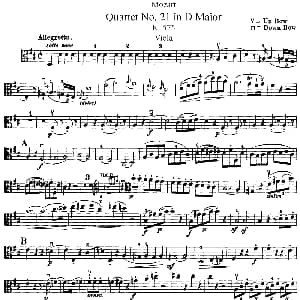 小提琴谱 | Mozart Quartet No.21 in D Major,K.575 Viola分谱