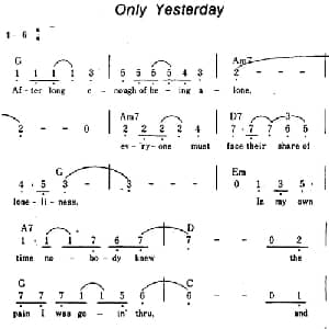 Only Yesterday 美国 _外国歌谱