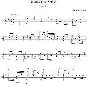 Napoleon Coste 25 Studies,Op.38 吉他谱