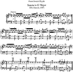 海顿 钢琴奏鸣曲 Hob XVI 11 Divertimento G major 钢琴谱 海顿