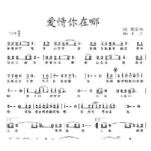 爱情你在哪_通俗唱法乐谱_词曲:张国伟 王立